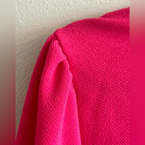 A2 - 143VHot pink square neck long lantern sleeve top petite size large - Picture 9 of 10